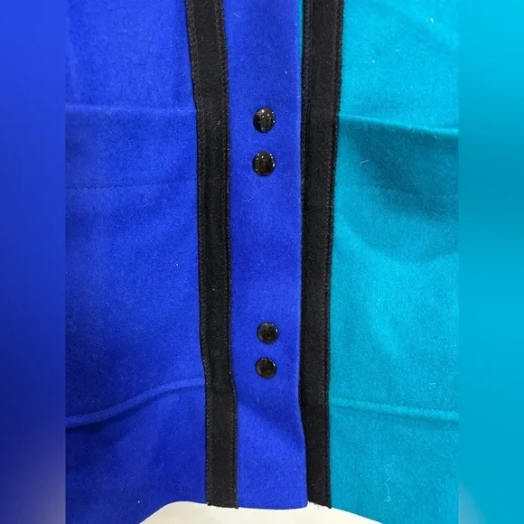 VTG 80s INTERNATIONAL SCENE Sz 7/8 Color Block 100% Wool Coat MADE IN YUGOSLAVIA - Picture 3 of 10